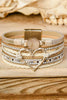 Bohemian Heart Rhinestone Magnetic Buckle Bracelet: Beige / Alloy / ONE SIZE