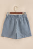 Red Plaid Gingham Printed High Waist Shorts: Red Stripe / 100%Polyester / XL