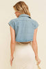 DENIM CAP SLEEVE TOP: Light Denim / L