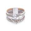 Bohemian Heart Rhinestone Magnetic Buckle Bracelet: Silver Gray-Silver / Alloy / ONE SIZE