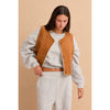 Suede Cropped Vest With Pockets: CARAMEL