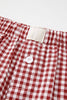 Red Plaid Gingham Printed High Waist Shorts: Red Stripe / 100%Polyester / M