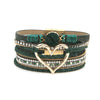 Bohemian Heart Rhinestone Magnetic Buckle Bracelet: Silver Gray-Silver / Alloy / ONE SIZE