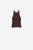 Ribbed Halter Top With Scalloped Finish in brown: BROWN / ONE