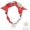 Red/White Knotted Scarf Necklace with Rhinestone Open Bow 1.5