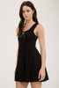 CLIPDOT BOW DETAIL SMOCKED SLEEVELESS MINI DRESS: WHITE