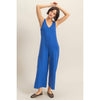 V-Neck Sleeveless Wide Leg Jumpsuit: COBALT