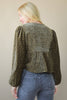 eopard Printed Front Tie Woven Blouse Top: OLIVE