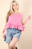 Side Tie Detail Ruffled Top: TOMATO