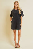ED5378 PERFECTION TO A TEE, CLASSIC WASHED T-SHIRT DRESS: Black / S