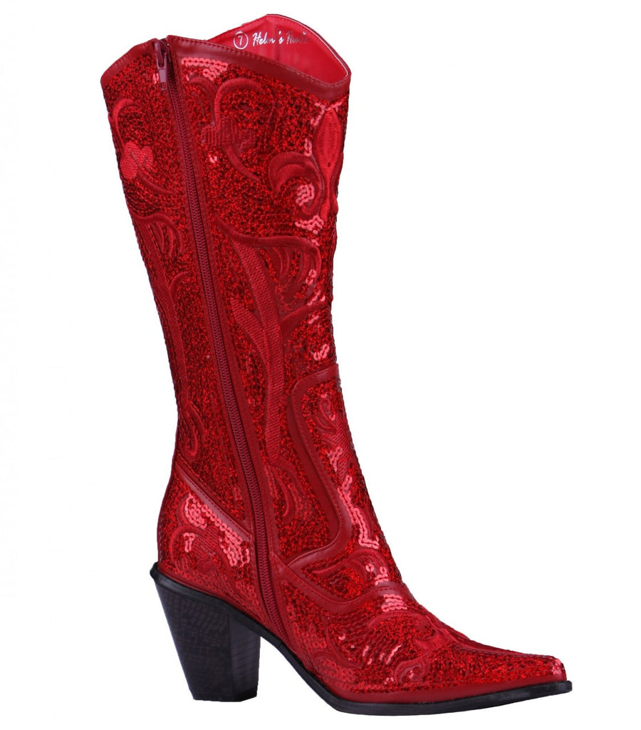 Helen's Heart Red Blingy Sequins Cowboy Boots