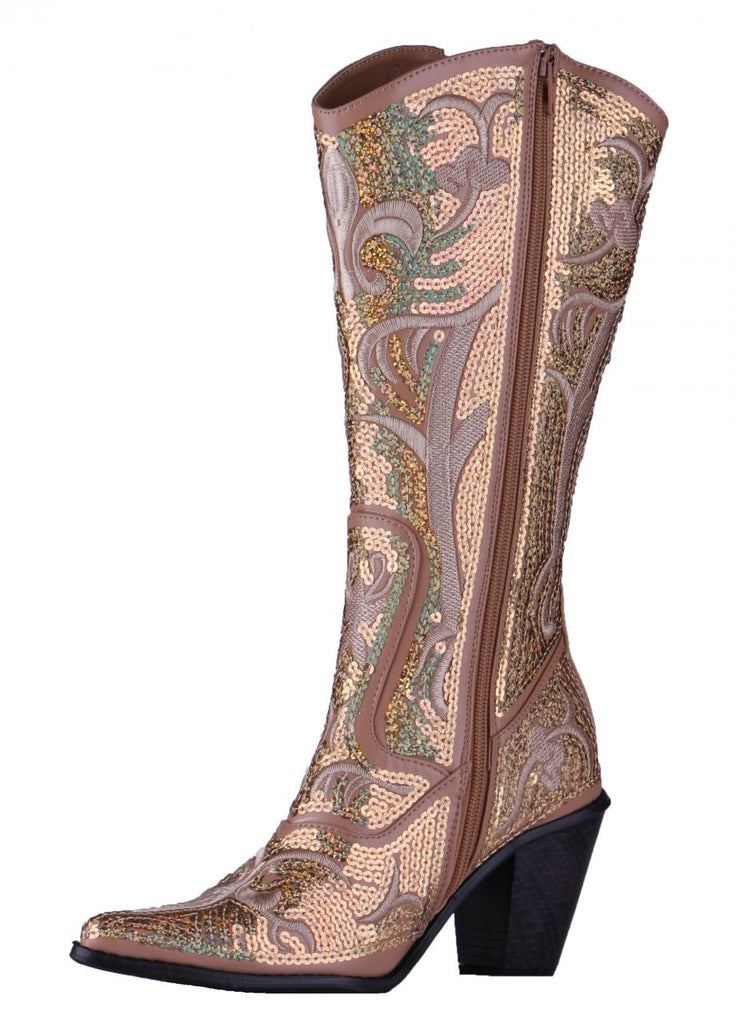 Helen s Heart Gold Blingy Sequins Cowboy Boots
