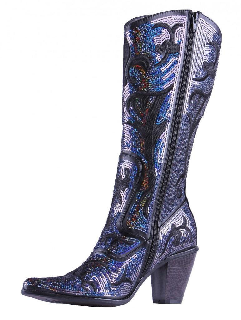 Helen's Heart Blue/Black  Blingy Sequins Cowboy Boots