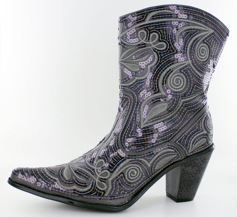 Helen's Heart Silver Sequins Blingy Cowboy Boots
