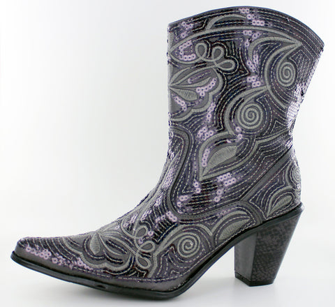 Helen s Heart Short Grey Sequins Cowboy Boots