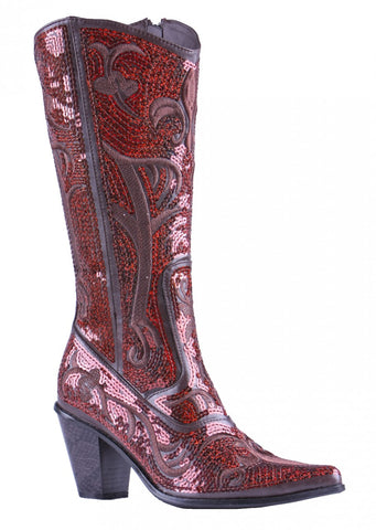 Helen's Heart Short Silver Sequins Cowboy Boots