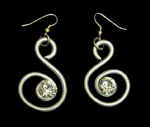 Silver Swirl Drop Earrings with Authentic Swarovski Crystals by Jeff Lieb Total Design Jewelry