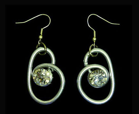 Sophisticated Silver "S-Shape" Earrings with Authentic Certified Swarovski Crystals by Jeff Lieb Total Design Jewelry