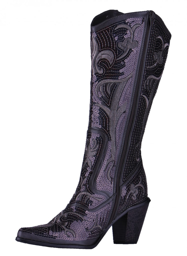 Helen s Heart Black Blingy Sequins Cowboy Boots SKYZ Boutique