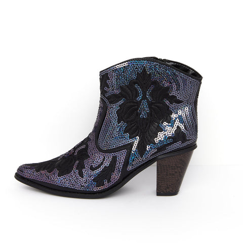 Helen's Heart Short Royal Blue Sequins Cowboy Boots