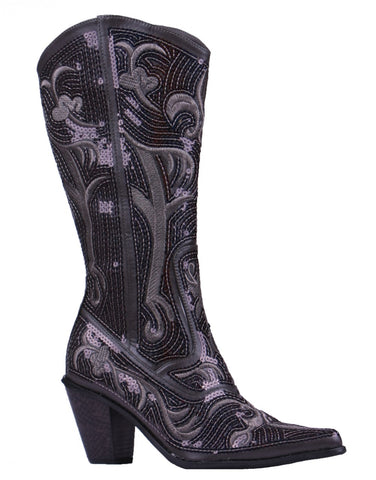 Helen's Heart Short Grey Sequins Cowboy Boots