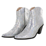 Helen's Heart Short Silver Sequins Cowboy Boots